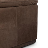 Inspired by 1970s Brutalism, this urban tuxedo sofa balances a rounded solid wood plinth with a curved seat deck and a relaxed, "wrinkled" upholstery design. Feather-blend cushions wrap the frame, finished with dramatic blind tufting for a hand-crafted, textural edge. Amethyst Home provides interior design, new home construction design consulting, vintage area rugs, and lighting in the Calabasas metro area.
