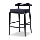 Echoing lacquered seating from another era, this glossy dining chair features mahogany construction, a timeless back, and royal blue upholstery Amethyst Home provides interior design, new home construction design consulting, vintage area rugs, and lighting in the Laguna Beach metro area.