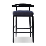 Echoing lacquered seating from another era, this glossy dining chair features mahogany construction, a timeless back, and royal blue upholstery Amethyst Home provides interior design, new home construction design consulting, vintage area rugs, and lighting in the Monterey metro area.