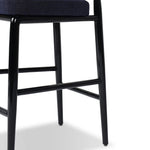 Echoing lacquered seating from another era, this glossy dining chair features mahogany construction, a timeless back, and royal blue upholstery Amethyst Home provides interior design, new home construction design consulting, vintage area rugs, and lighting in the Newport Beach metro area.