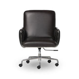 Shiny stainless steel frames Four Hands-exclusive top-leather cushioning for a balance of comfort and edge. Overfilled for a relaxed sit, a cushioned seat and back keep things supportive. Adjustable height and smooth 360-swivel bring ease to your workspace Amethyst Home provides interior design, new home construction design consulting, vintage area rugs, and lighting in the Winter Garden metro area.