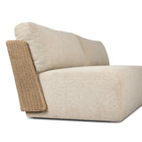 Boldly woven. This modern boxy outdoor sofa takes an angular, inflated silhouette and accents it with a woven back that peeks around a fully cushioned seat. Cover or store indoors during inclement weather and when not in use Amethyst Home provides interior design, new home construction design consulting, vintage area rugs, and lighting in the Seattle metro area.
