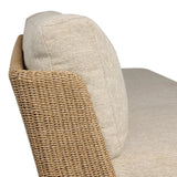 Boldly woven. This modern boxy outdoor sofa takes an angular, inflated silhouette and accents it with a woven back that peeks around a fully cushioned seat. Cover or store indoors during inclement weather and when not in use Amethyst Home provides interior design, new home construction design consulting, vintage area rugs, and lighting in the Tampa metro area.