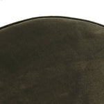 Upholstered in a deep olive velvet and paired with a rich brown base, this rounded ottoman can be placed just about anywhere. Light, versatile color can move between spaces and style with ease Amethyst Home provides interior design, new home construction design consulting, vintage area rugs, and lighting in the Winter Garden metro area.