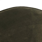 Upholstered in a deep olive velvet and paired with a rich brown base, this rounded ottoman can be placed just about anywhere. Light, versatile color can move between spaces and style with ease Amethyst Home provides interior design, new home construction design consulting, vintage area rugs, and lighting in the Winter Garden metro area.