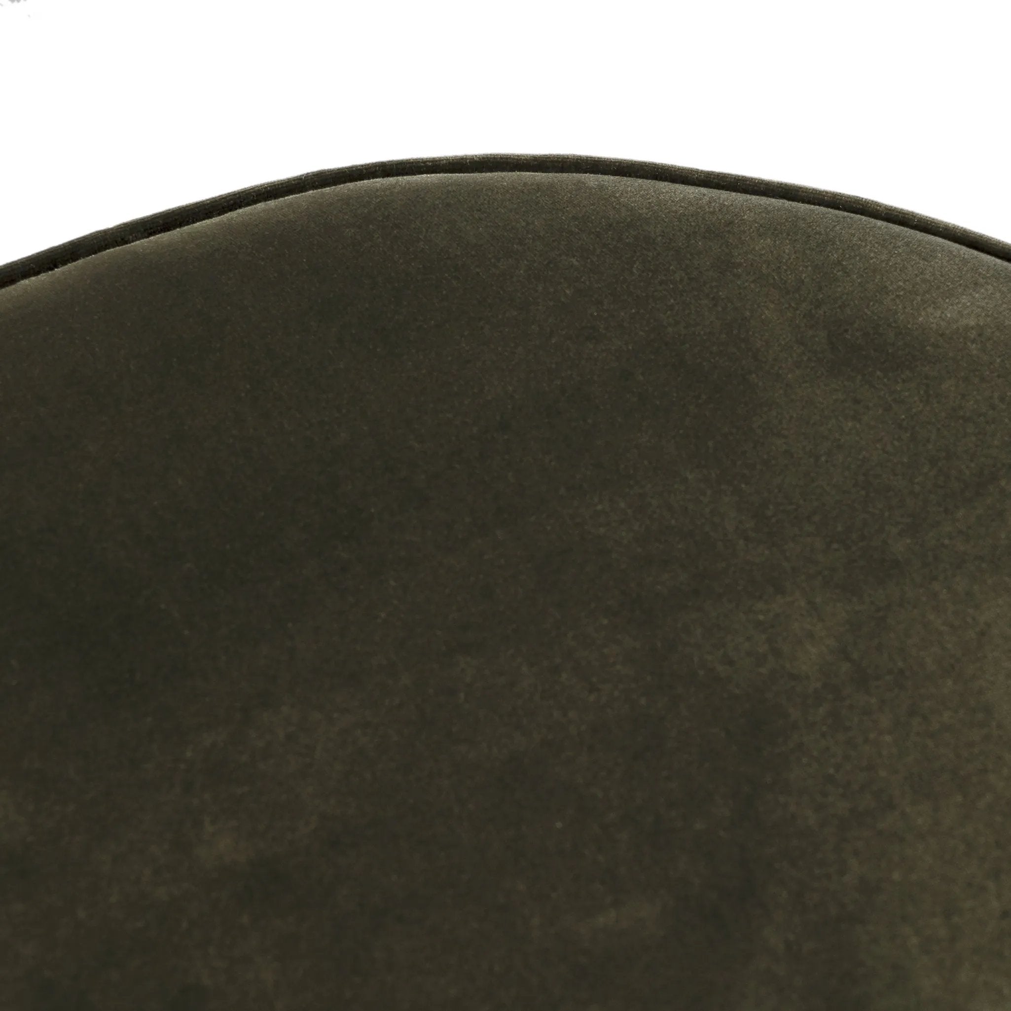 Upholstered in a deep olive velvet and paired with a rich brown base, this rounded ottoman can be placed just about anywhere. Light, versatile color can move between spaces and style with ease Amethyst Home provides interior design, new home construction design consulting, vintage area rugs, and lighting in the Winter Garden metro area.