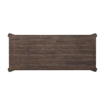 This Parsons-style outdoor dining table is defined by heavy proportions and over-scaled angled legs. Crafted from reclaimed wood and finished with a heritage brown stain to showcase natural cracks and patches for added character. Cover or store indoors during inclement weather and when not in use Amethyst Home provides interior design, new home construction design consulting, vintage area rugs, and lighting in the Newport Beach metro area.