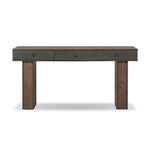 Warm, timeless woods pair with painted linen drawers fronts lacquered in a dark green, for a updated bohemian look. Complete with three drawers for media needs and more.As enthusiasts of modern style at Amethyst, we love the optimistic inspired Soloman Console Table - Stained Saddle Brown Sungkai Veneer. Amethyst Home provides interior design, new home construction design consulting, vintage area rugs, and lighting in the Salt Lake City metro area.