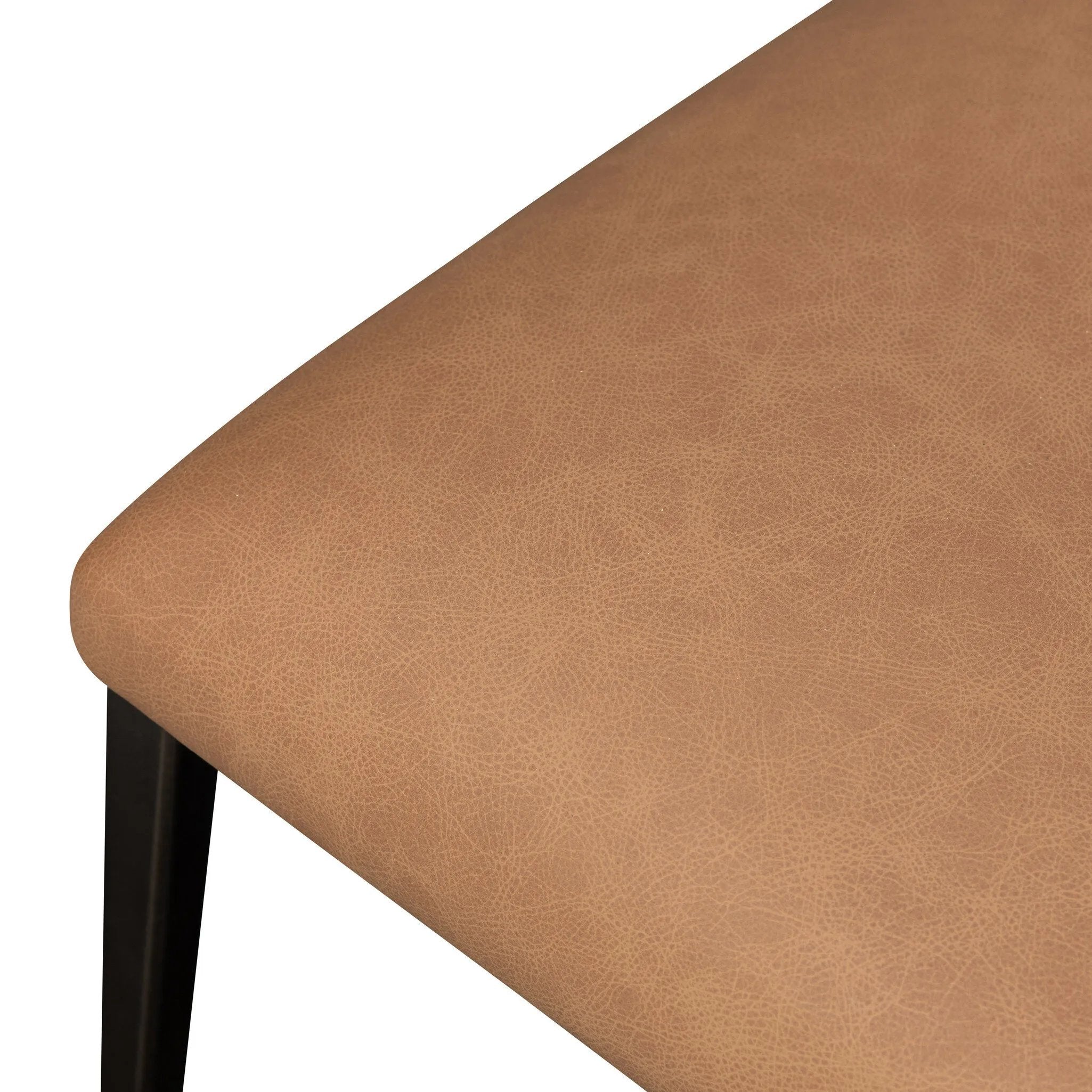 Bring a slim, light look to the dining room. This dining chair pairs camel top-grain leather and bronzed iron to craft a simple, airy look. A tapered leg and decorative handle on the back elevate the look.As enthusiasts of natural materials at Amethyst, we love the warm modern inspired Somerson Dining Chair - Maestro Camel. Amethyst Home provides interior design, new home construction design consulting, vintage area rugs, and lighting in the Los Angeles metro area.