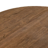 Made from character-rich resawn oak, a simple, rounded coffee table features splayed legs for a low, angular look Amethyst Home provides interior design, new home construction design consulting, vintage area rugs, and lighting in the Alpharetta metro area.