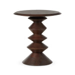 Featuring Stacked Reclaimed Russet End Table by Four Hands at Amethyst Home. Inspired by Romanian sculptor and painter Brâncuși, this side table of mixed reclaimed woods doubles as art with its sculptural lathe base.Overall Dimensions: 22.00"w x 22.00"d x 23.25"hWeight : 43.21 lbsMaterials: Solid Mixed Reclaimed Wood. Amethyst Home provides interior design, new home construction design consulting, vintage area rugs, and lighting in the Los Angeles metro area.