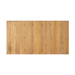 Grade A teak is fine sanded into a soft, unfinished look that highlights the wood's natural grain, finished with rounded legs that angle inward. Topped with slatted panels. Cover or store inside during inclement weather and when not in use. Amethyst Home provides interior design, new home construction design consulting, vintage area rugs, and lighting in the Charlotte metro area.