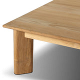 Grade A teak is fine sanded into a soft, unfinished look that highlights the wood's natural grain, finished with rounded legs that angle inward. Topped with slatted panels. Cover or store inside during inclement weather and when not in use. Amethyst Home provides interior design, new home construction design consulting, vintage area rugs, and lighting in the Salt Lake City metro area.