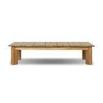 Grade A teak is fine sanded into a soft, unfinished look that highlights the wood's natural grain, finished with rounded legs that angle inward. Topped with slatted panels. Cover or store inside during inclement weather and when not in use. Amethyst Home provides interior design, new home construction design consulting, vintage area rugs, and lighting in the San Diego metro area.
