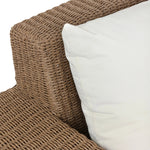 Featuring Suri Arashi Salt Outdoor Chair by Four Hands at Amethyst Home. Elevate your outdoors. A wide-format outdoor chair features a faux hyacinth frame and plinth base. Linear details and a boxy silhouette make this piece truly timeless, while a knife-edge back  cushion softens the whole look. Upholstered in 100% olefin, known for its UV-resistant, water-. Amethyst Home provides interior design, new home construction design consulting, vintage area rugs, and lighting in the Portland metro area.