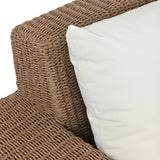 Featuring Suri Arashi Salt Outdoor Chair by Four Hands at Amethyst Home. Elevate your outdoors. A wide-format outdoor chair features a faux hyacinth frame and plinth base. Linear details and a boxy silhouette make this piece truly timeless, while a knife-edge back  cushion softens the whole look. Upholstered in 100% olefin, known for its UV-resistant, water-. Amethyst Home provides interior design, new home construction design consulting, vintage area rugs, and lighting in the Portland metro area.