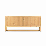 Worn oak sideboard with paneled doors, all atop an elevated stand. With natural cracks for character, this piece brings bonus storage and vintage charm to dining spaces Amethyst Home provides interior design, new home construction design consulting, vintage area rugs, and lighting in the San Diego metro area.