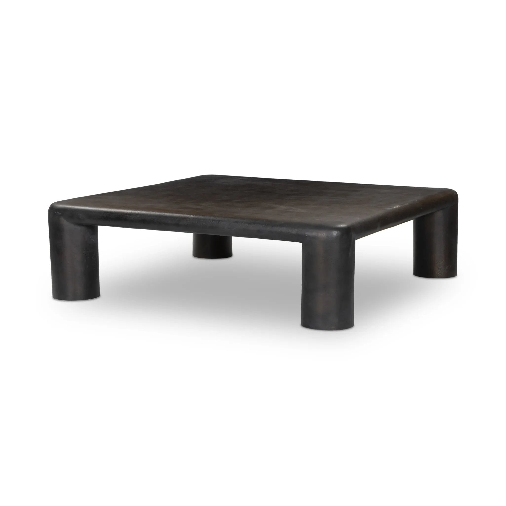 A seamless, fluid form to center your space. Made from bronzed aluminum, stocky legs square a smooth top, for a luxe take on industrial Amethyst Home provides interior design, new home construction design consulting, vintage area rugs, and lighting in the Boston metro area.