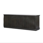 Bring a truly unique look to the dining or living space with this stunning sideboard inspired by rolling ocean tides. Crafted of solid mindi and mindi veneer, a stunning front features repetitive, flow-like reeding that's been precision-cut in individual pieces and assembled onto the doors, creating deep curves reminiscent of rippling waves. Amethyst Home provides interior design, new home construction design consulting, vintage area rugs, and lighting in the Washington metro area.