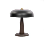Featuring Tennon Russet Mango Table Lamp by Four Hands at Amethyst Home. This Seventies-inspired table lamp combines a low, curved metal shade with a classic brass finial and wooden base. Perfect in a home office or on your nightstand as a bedside reading lamp. Overall Dimensions: 14.00"w x 14.00"d x 16.00"h. Amethyst Home provides interior design, new home construction design consulting, vintage area rugs, and lighting in the Seattle metro area.