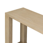 Made from bleached solid oak, a long, open-style console table brings a light, clean look to your living or media room. Lower shelving brings bonus storage and display of media, favorite books and more Amethyst Home provides interior design, new home construction design consulting, vintage area rugs, and lighting in the Park City metro area.