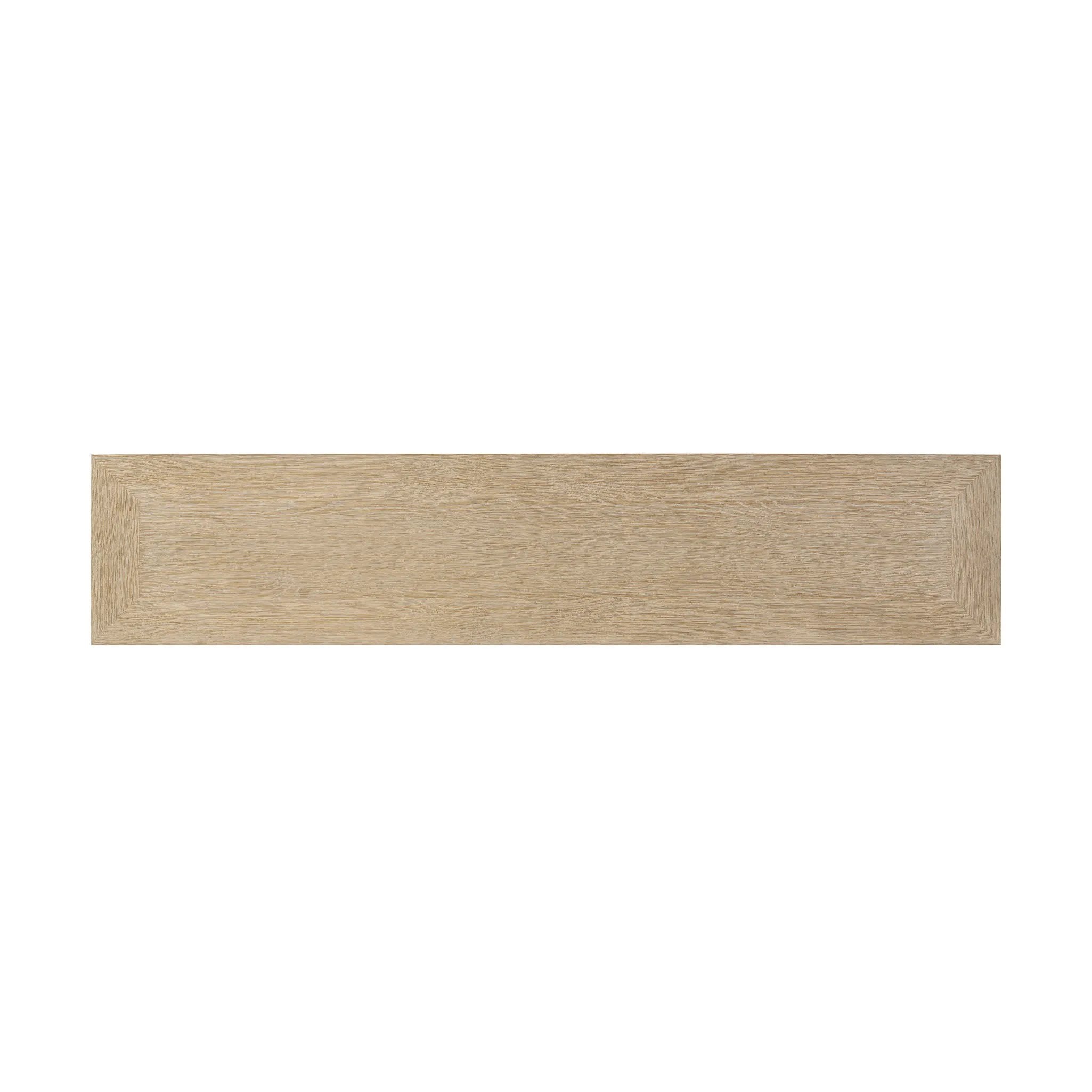 Made from bleached solid oak, a long, open-style console table brings a light, clean look to your living or media room. Lower shelving brings bonus storage and display of media, favorite books and more Amethyst Home provides interior design, new home construction design consulting, vintage area rugs, and lighting in the Washington metro area.