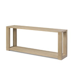 Made from bleached solid oak, a long, open-style console table brings a light, clean look to your living or media room. Lower shelving brings bonus storage and display of media, favorite books and more Amethyst Home provides interior design, new home construction design consulting, vintage area rugs, and lighting in the Winter Garden metro area.