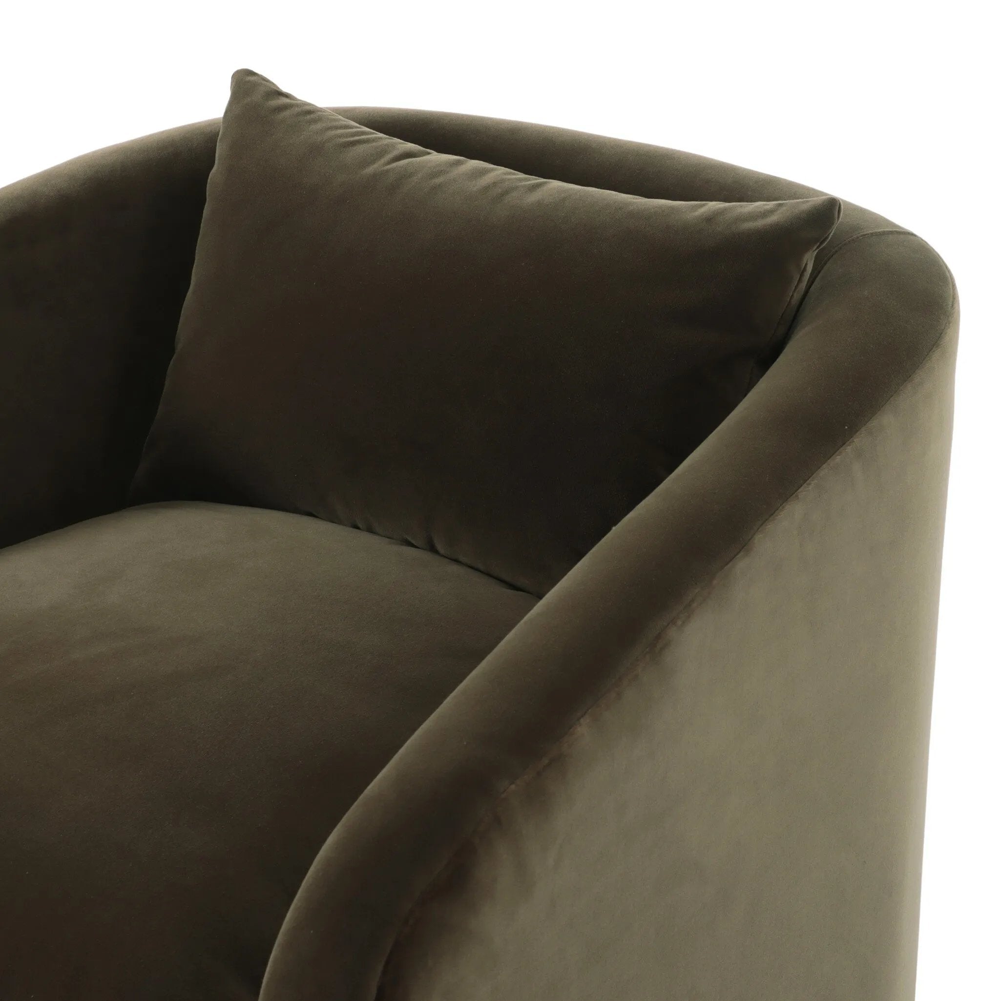 Angled arms and a single pillow create a laid-back look, while a hidden 360-swivel offers ease in your office of living room Amethyst Home provides interior design, new home construction design consulting, vintage area rugs, and lighting in the Washington metro area.