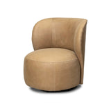 Great for smaller spaces or a reading nook, this petite slipper chair is wrapped in top-grain leather and backed with textured wood that folds into wings, cradling the head and shoulders for a little extra support. Features a 360-degree swivel base. Amethyst Home provides interior design, new home construction design consulting, vintage area rugs, and lighting in the Tampa metro area.