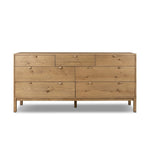 Modern Shaker style meets Scandinavian simplicity in this warm worn oak dresser. Seven spacious drawers with leather pulls provide plenty of room for clothing.As enthusiasts of organic modern materials at Amethyst, we love the warm modern inspired Tula 7 Drawer Dresser - Worn Oak Veneer. Amethyst Home provides interior design, new home construction design consulting, vintage area rugs, and lighting in the Scottsdale metro area.