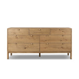 Modern Shaker style meets Scandinavian simplicity in this warm worn oak dresser. Seven spacious drawers with leather pulls provide plenty of room for clothing.As enthusiasts of organic modern materials at Amethyst, we love the warm modern inspired Tula 7 Drawer Dresser - Worn Oak Veneer. Amethyst Home provides interior design, new home construction design consulting, vintage area rugs, and lighting in the Scottsdale metro area.