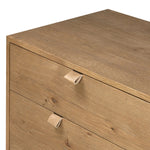 Modern Shaker style meets Scandinavian simplicity in this warm worn oak dresser. Seven spacious drawers with leather pulls provide plenty of room for clothing.As enthusiasts of organic modern materials at Amethyst, we love the warm modern inspired Tula 7 Drawer Dresser - Worn Oak Veneer. Amethyst Home provides interior design, new home construction design consulting, vintage area rugs, and lighting in the Seattle metro area.
