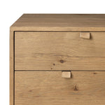 Modern Shaker style meets Scandinavian simplicity in this warm worn oak dresser. Seven spacious drawers with leather pulls provide plenty of room for clothing.As enthusiasts of organic modern materials at Amethyst, we love the warm modern inspired Tula 7 Drawer Dresser - Worn Oak Veneer. Amethyst Home provides interior design, new home construction design consulting, vintage area rugs, and lighting in the Washington metro area.