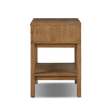 Modern Shaker style meets Scandinavian simplicity in this warm worn oak nightstand. A single drawer with a leather pull plus open lower shelving brings storage to the bedside.As enthusiasts of natural aesthetics at Amethyst, we love the designer inspired Tula Nightstand - Worn Oak Veneer. Amethyst Home provides interior design, new home construction design consulting, vintage area rugs, and lighting in the Alpharetta metro area.