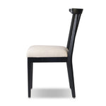 A linear dining style inspired by Japanese tea houses, crafted from black-finished ash. Designed for comfort, a thick cushion seat is upholstered in a casual poly-linen blend Amethyst Home provides interior design, new home construction design consulting, vintage area rugs, and lighting in the Boston metro area.