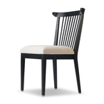 A linear dining style inspired by Japanese tea houses, crafted from black-finished ash. Designed for comfort, a thick cushion seat is upholstered in a casual poly-linen blend Amethyst Home provides interior design, new home construction design consulting, vintage area rugs, and lighting in the Charlotte metro area.
