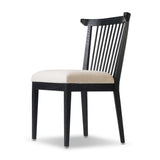 A linear dining style inspired by Japanese tea houses, crafted from black-finished ash. Designed for comfort, a thick cushion seat is upholstered in a casual poly-linen blend Amethyst Home provides interior design, new home construction design consulting, vintage area rugs, and lighting in the Charlotte metro area.