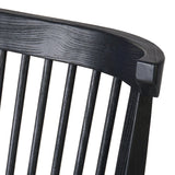 A linear dining style inspired by Japanese tea houses, crafted from black-finished ash. Designed for comfort, a thick cushion seat is upholstered in a casual poly-linen blend Amethyst Home provides interior design, new home construction design consulting, vintage area rugs, and lighting in the Omaha metro area.