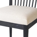 A linear dining style inspired by Japanese tea houses, crafted from black-finished ash. Designed for comfort, a thick cushion seat is upholstered in a casual poly-linen blend Amethyst Home provides interior design, new home construction design consulting, vintage area rugs, and lighting in the Portland metro area.