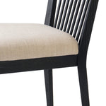 A linear dining style inspired by Japanese tea houses, crafted from black-finished ash. Designed for comfort, a thick cushion seat is upholstered in a casual poly-linen blend Amethyst Home provides interior design, new home construction design consulting, vintage area rugs, and lighting in the Winter Garden metro area.