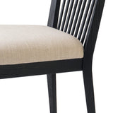 A linear dining style inspired by Japanese tea houses, crafted from black-finished ash. Designed for comfort, a thick cushion seat is upholstered in a casual poly-linen blend Amethyst Home provides interior design, new home construction design consulting, vintage area rugs, and lighting in the Winter Garden metro area.