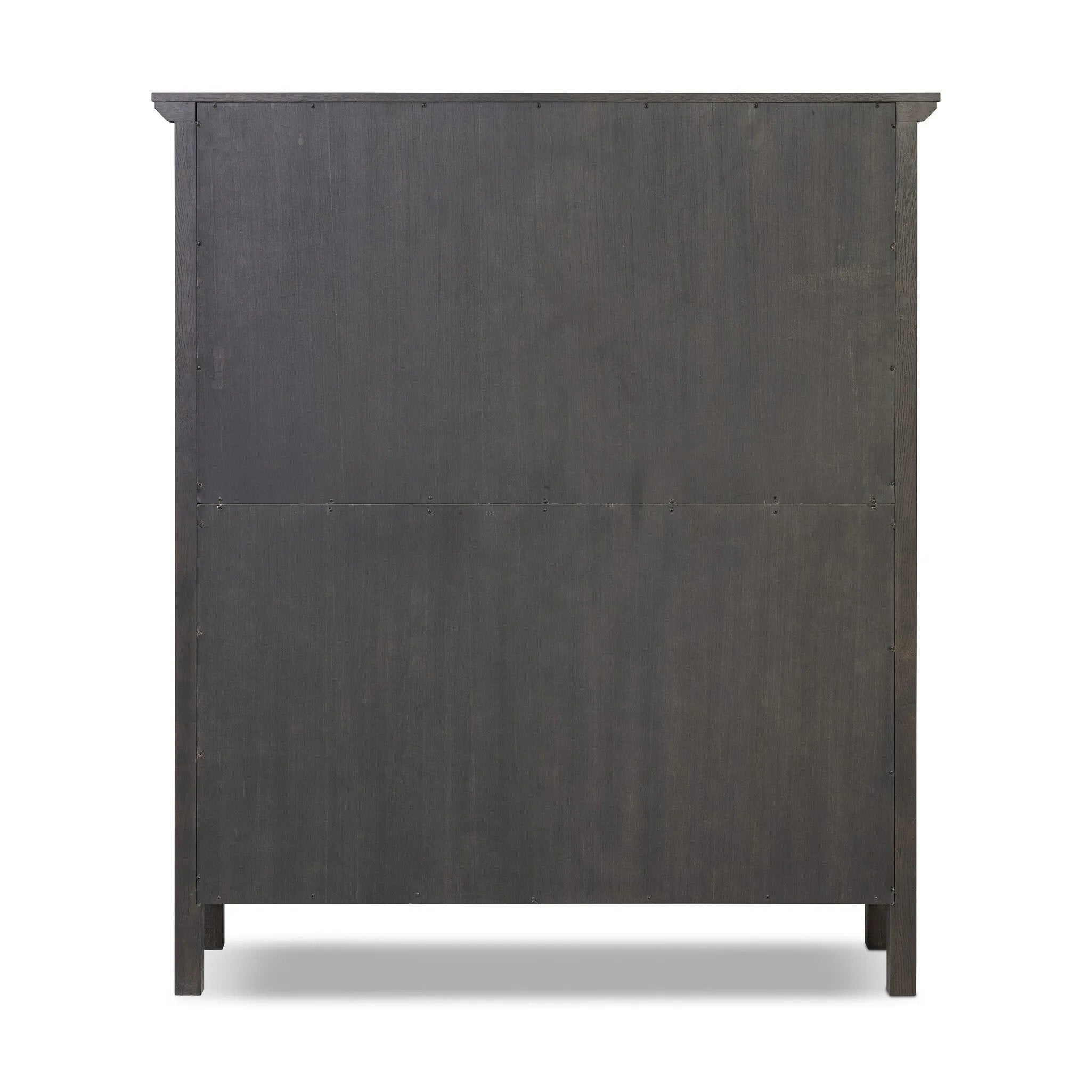 Long sliding doors with paper cord stripes inspired by Japanese teahouses bring a traditional look to this spacious cabinet. Made from oak in a smoked black finish, with a slightly oversized top.As lovers of luxe aesthetics at Amethyst, we love the optimistic inspired Tuscola Cabinet. Amethyst Home provides interior design, new home construction design consulting, vintage area rugs, and lighting in the Austin metro area.