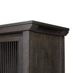 Long sliding doors with paper cord stripes inspired by Japanese teahouses bring a traditional look to this spacious cabinet. Made from oak in a smoked black finish, with a slightly oversized top.As lovers of luxe aesthetics at Amethyst, we love the optimistic inspired Tuscola Cabinet. Amethyst Home provides interior design, new home construction design consulting, vintage area rugs, and lighting in the Des Moines metro area.