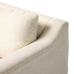 Meet the piece that can do it all. Specialized performance fabric covers a long bench-style seat, while a concealed sleeper mechanism allows for easy pullout to transform this flexible piece into an extra bed. Curved slope arms finish into a fixed slipcover with kick-pleats at the front. Amethyst Home provides interior design, new home construction design consulting, vintage area rugs, and lighting in the Newport Beach metro area.