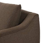 Meet the piece that can do it all. Coffee-colored fabric covers a long bench-style seat, while a concealed sleeper mechanism allows for easy pullout to transform this flexible piece into an extra bed. Curved slope arms finish into a fixed slipcover with kick-pleats at the front. Amethyst Home provides interior design, new home construction design consulting, vintage area rugs, and lighting in the Kansas City metro area.