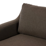 Meet the piece that can do it all. Coffee-colored fabric covers a long bench-style seat, while a concealed sleeper mechanism allows for easy pullout to transform this flexible piece into an extra bed. Curved slope arms finish into a fixed slipcover with kick-pleats at the front. Amethyst Home provides interior design, new home construction design consulting, vintage area rugs, and lighting in the Nashville metro area.