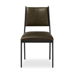 A metal frame with a tapered profile pairs with a moss-colored top-grain leather seat and back, striking balance in both scale in texture.As fans of wabi sabi aesthetics at Amethyst, we love the optimistic inspired Valeene Dining Chair - Dulane Moss. This item pairs well with other brands such as Surya and is perfect for minimalist homes Amethyst Home provides interior design, new home construction design consulting, vintage area rugs, and lighting in the Laguna Beach metro area.