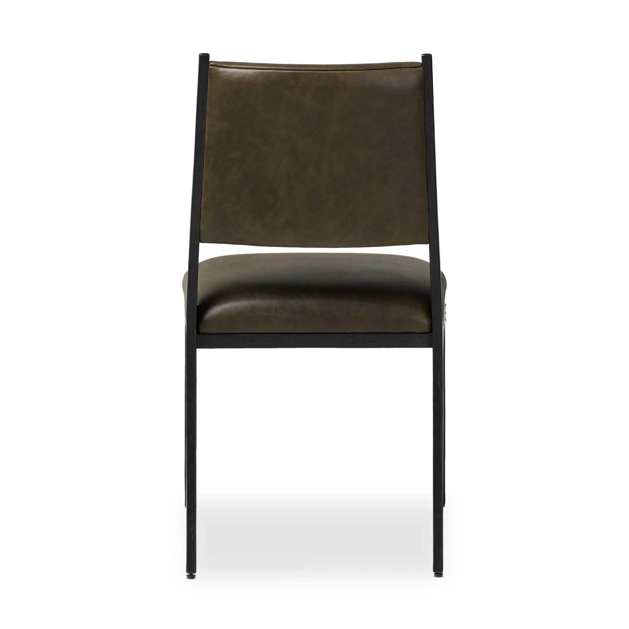 A metal frame with a tapered profile pairs with a moss-colored top-grain leather seat and back, striking balance in both scale in texture.As fans of wabi sabi aesthetics at Amethyst, we love the optimistic inspired Valeene Dining Chair - Dulane Moss. This item pairs well with other brands such as Surya and is perfect for minimalist homes Amethyst Home provides interior design, new home construction design consulting, vintage area rugs, and lighting in the Monterey metro area.