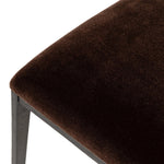 A metal frame with a tapered profile pairs with a velvety brown upholstered seat and back, striking balance in both scale in texture.As lovers of natural aesthetics at Amethyst, we love the warm modern inspired Valeene Dining Chair - Monte Chocolate. This item pairs well with other brands such as Four Hands and is perfect for loft homes Amethyst Home provides interior design, new home construction design consulting, vintage area rugs, and lighting in the Calabasas metro area.