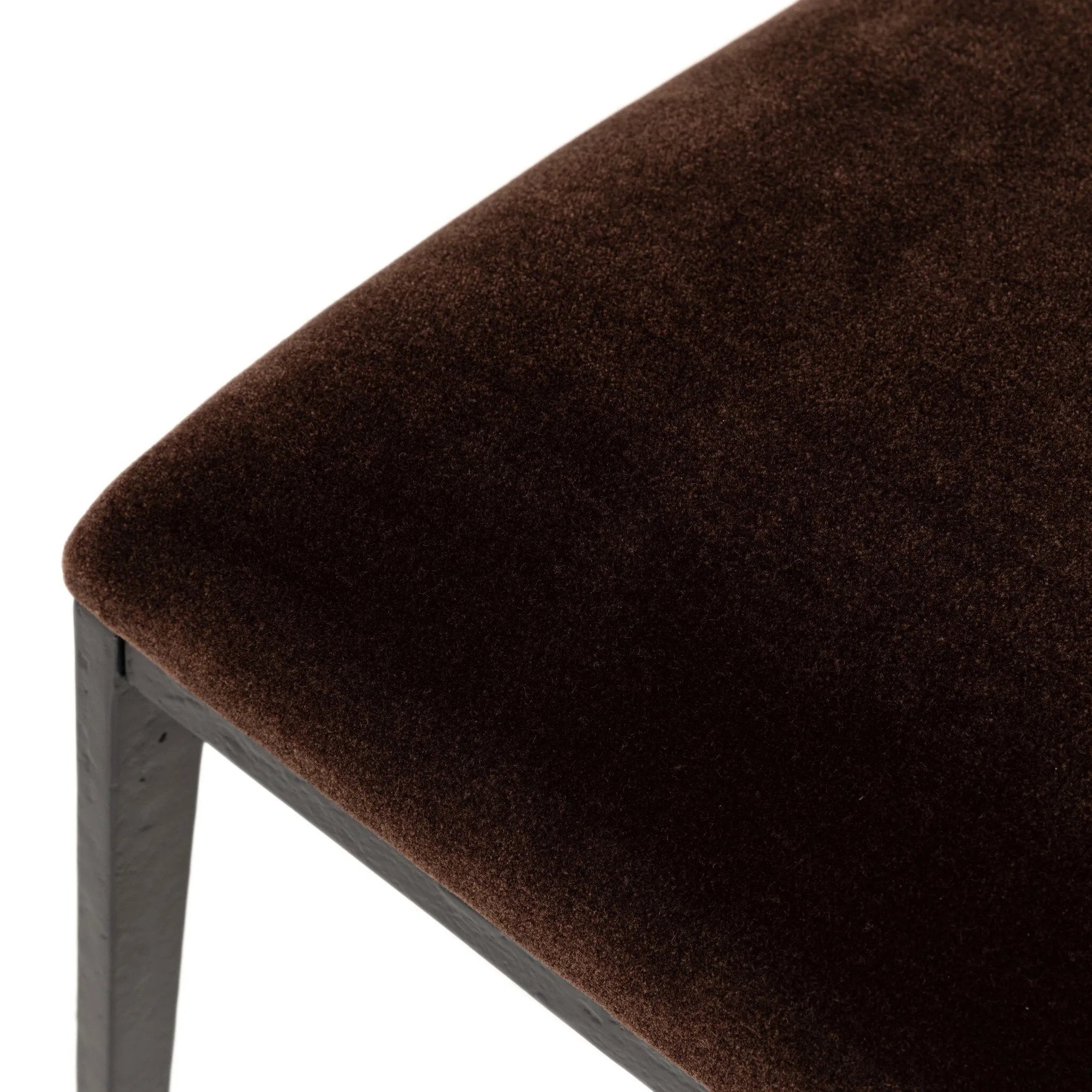 A metal frame with a tapered profile pairs with a velvety brown upholstered seat and back, striking balance in both scale in texture.As lovers of natural aesthetics at Amethyst, we love the warm modern inspired Valeene Dining Chair - Monte Chocolate. This item pairs well with other brands such as Four Hands and is perfect for loft homes Amethyst Home provides interior design, new home construction design consulting, vintage area rugs, and lighting in the Calabasas metro area.